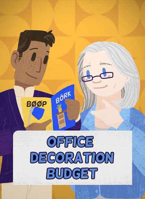 Card type situations showing Office Decoration Budget